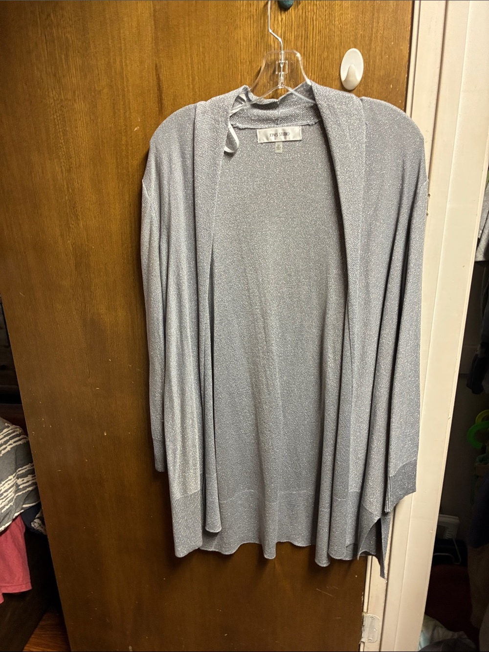 Jones Studio Silver-Gray Open Drape Cardigan